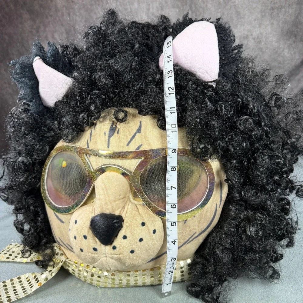 Vintage Kool Kitty Mascot Head Mask Elvis Rocker Cat Costume Gold Glasses